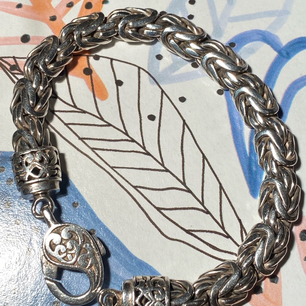 Silver bracelet 925 pure authentic handmade in Bali. 7.5”8mm wide. Perfect - Picture 10 of 15